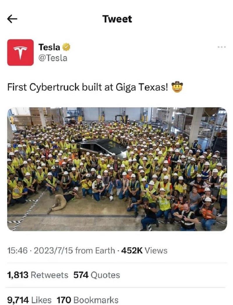 终于来了！特斯拉Cybertruck首辆量产车下线