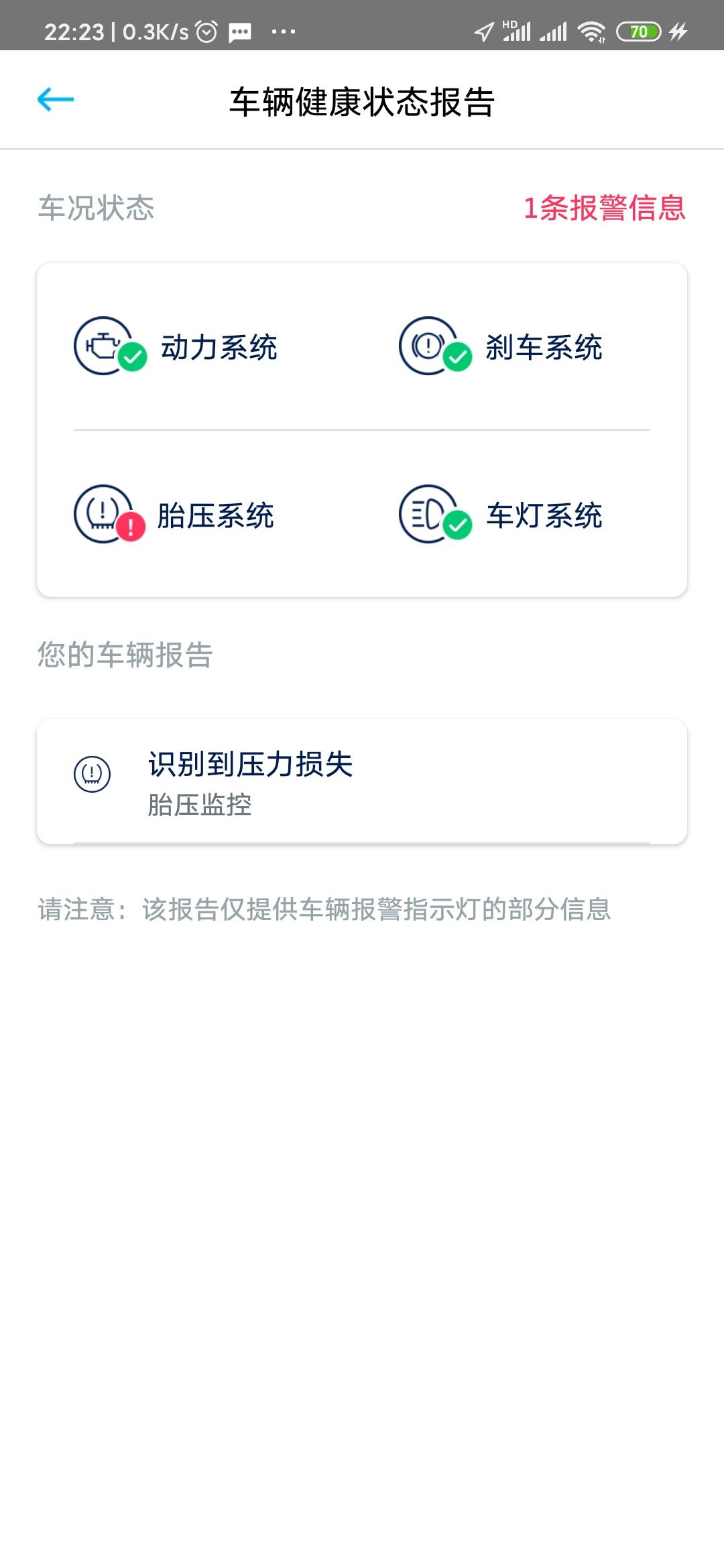 大众宝来 今天下午的时候，在路上提示胎压异常。但是没感觉到有什么问题，也没有缺气。然后晚上回来手机车联网也提示这个如图？