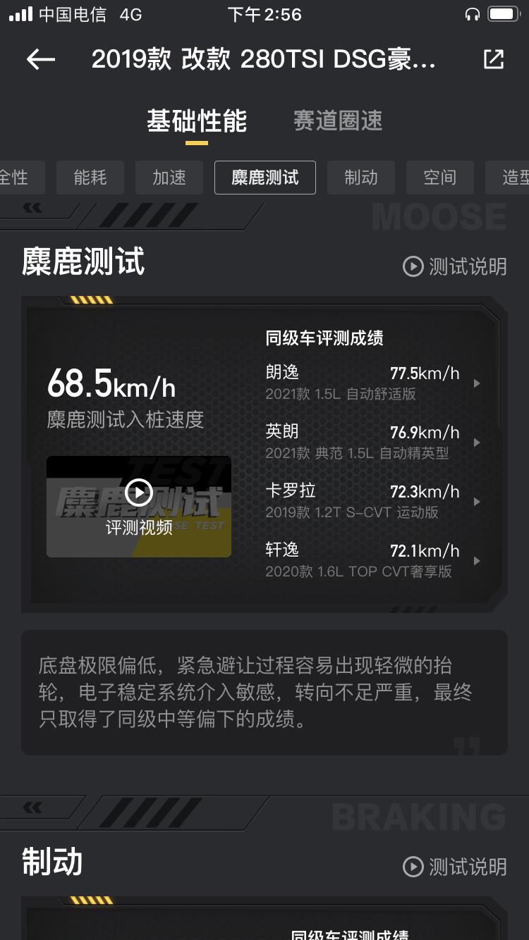 宝来1.4T的麋鹿测试成绩，和朗逸1.5自吸比，为什么相差这么大？是1.4T比1.5自吸差这么多，还是宝来比朗逸差这么多