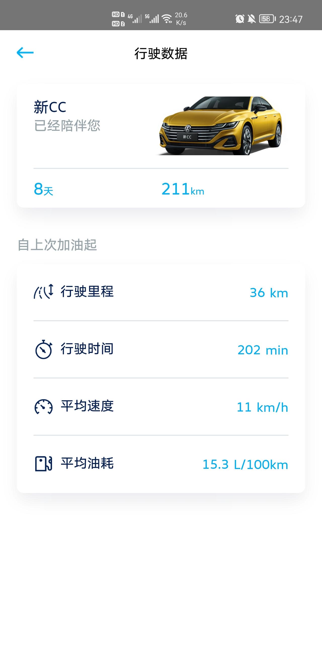 大众CC app里的行驶数据怎么变成这样了？
