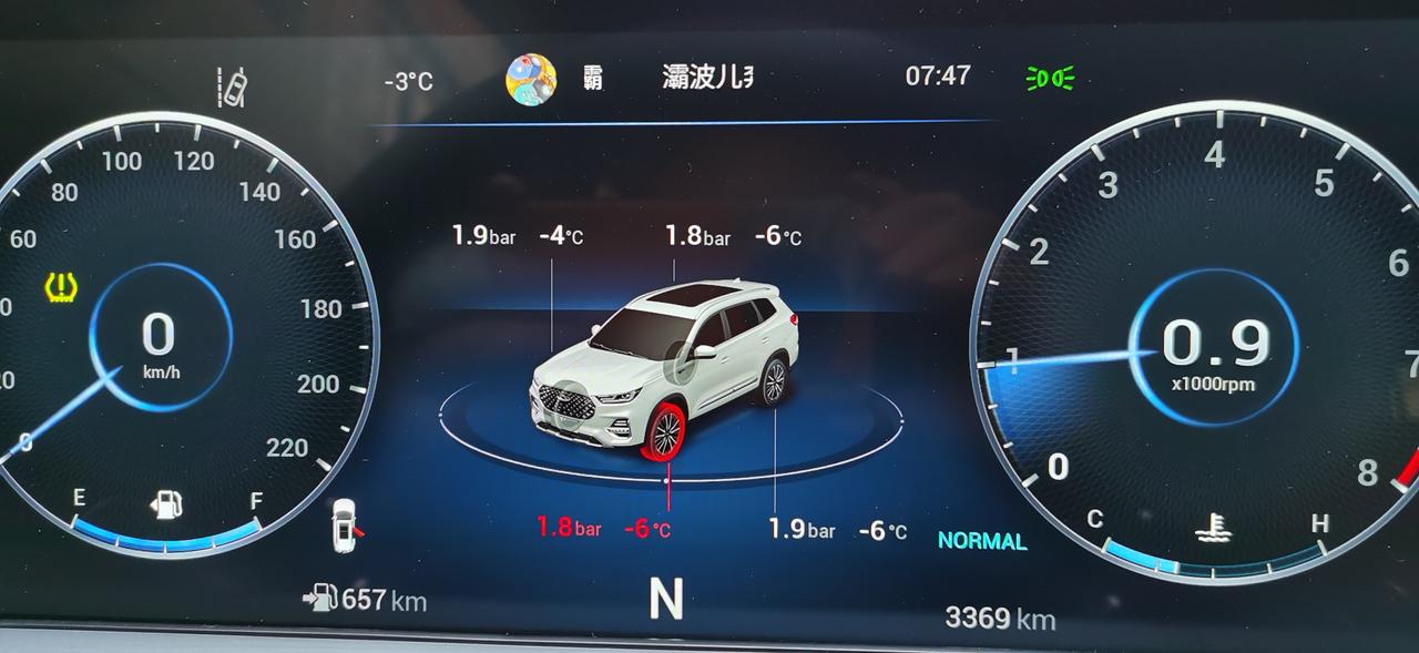 奇瑞瑞虎8 PLUS 车友们，我的1.6t的虎8p早上暖机后出现胎压过低的故障提示，还请友友们看看这个正常吗，我下车看了