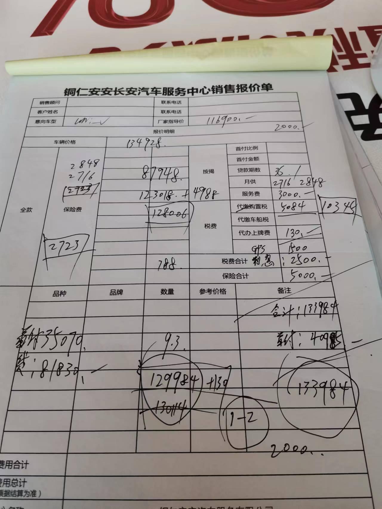 长安UNI-V 求各路大神本人贵州铜仁这报价怎么这么高问下你们购买报价参考下