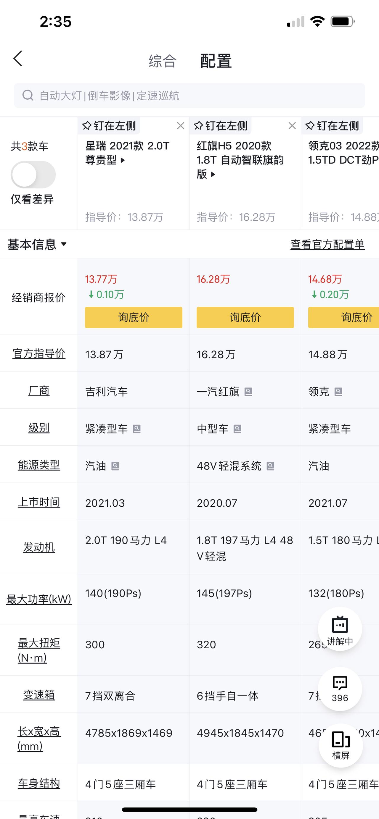 吉利星瑞 价位都差不多，怎么选才好