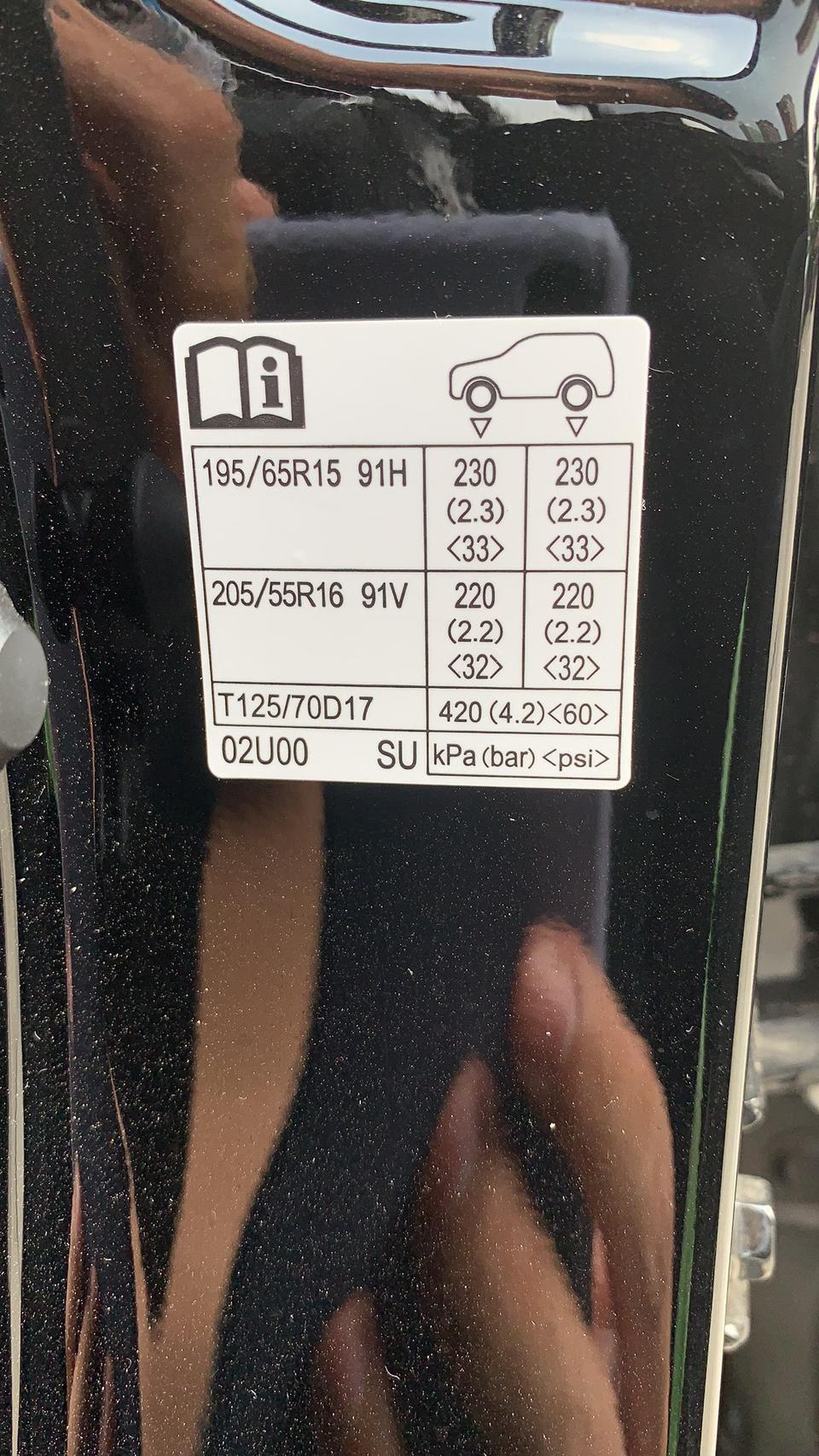 丰田雷凌 前轮胎压230 后轮220？是这意思吗