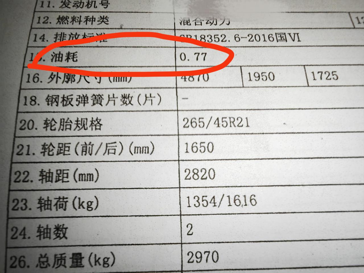 #唐DMP旗舰版。为啥油耗写着0.77？为啥纯电是189公里，不是号称215公里么？