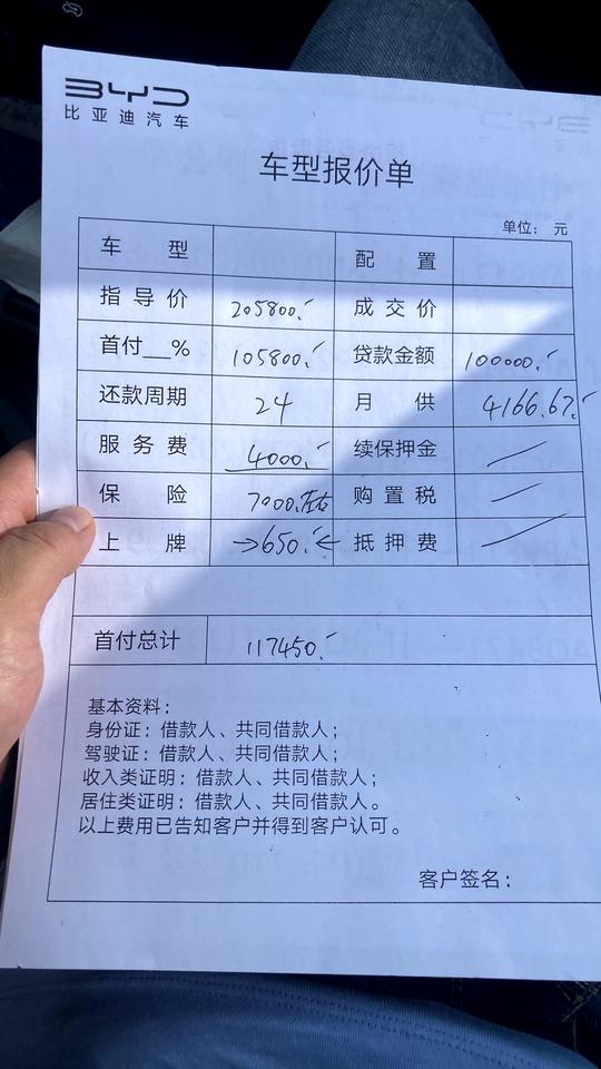 比亚迪唐DM 各位大佬：112尊贵型，205800，服务费4000，上牌650，保险7000，算是正常价还是买贵了