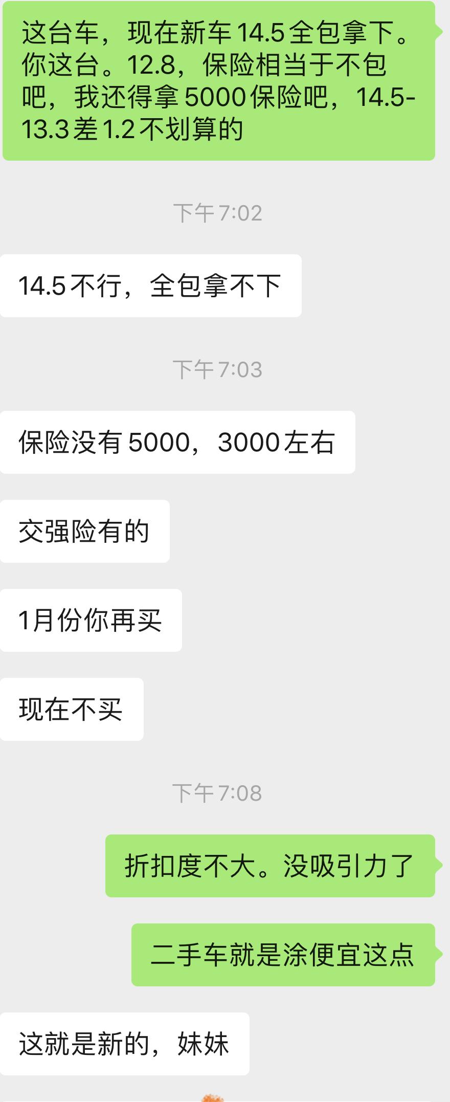 马自达3 昂克赛拉 二手车行12.68给我。我说12.5不让，想去4s店看看。全款下来是多少。差别不大就选新的，我一女的