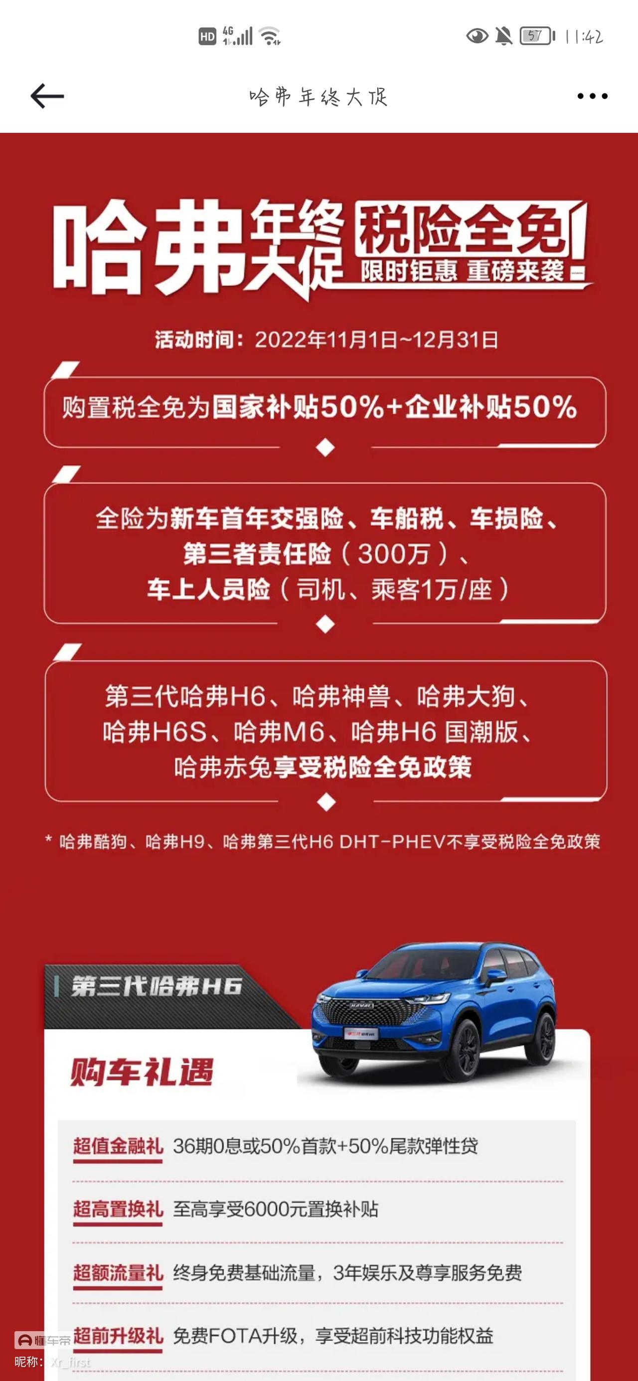哈弗大狗 购置税全免，有没有车友去询价？我问的消息是说现在就只有减税了，车价没优惠了。这不是换汤不换药吗马犬追猎版