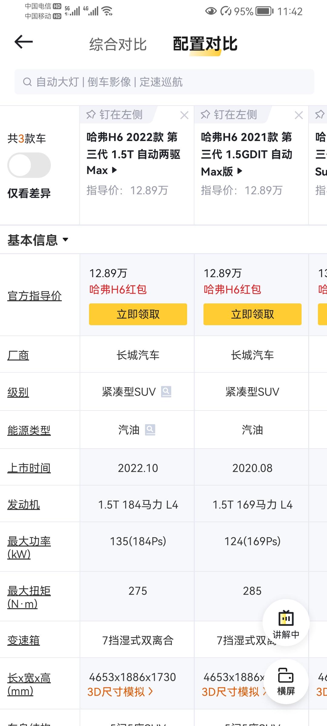 哈弗H6 这两个发动机哪个油耗低？这两款车又有什么区别呢？