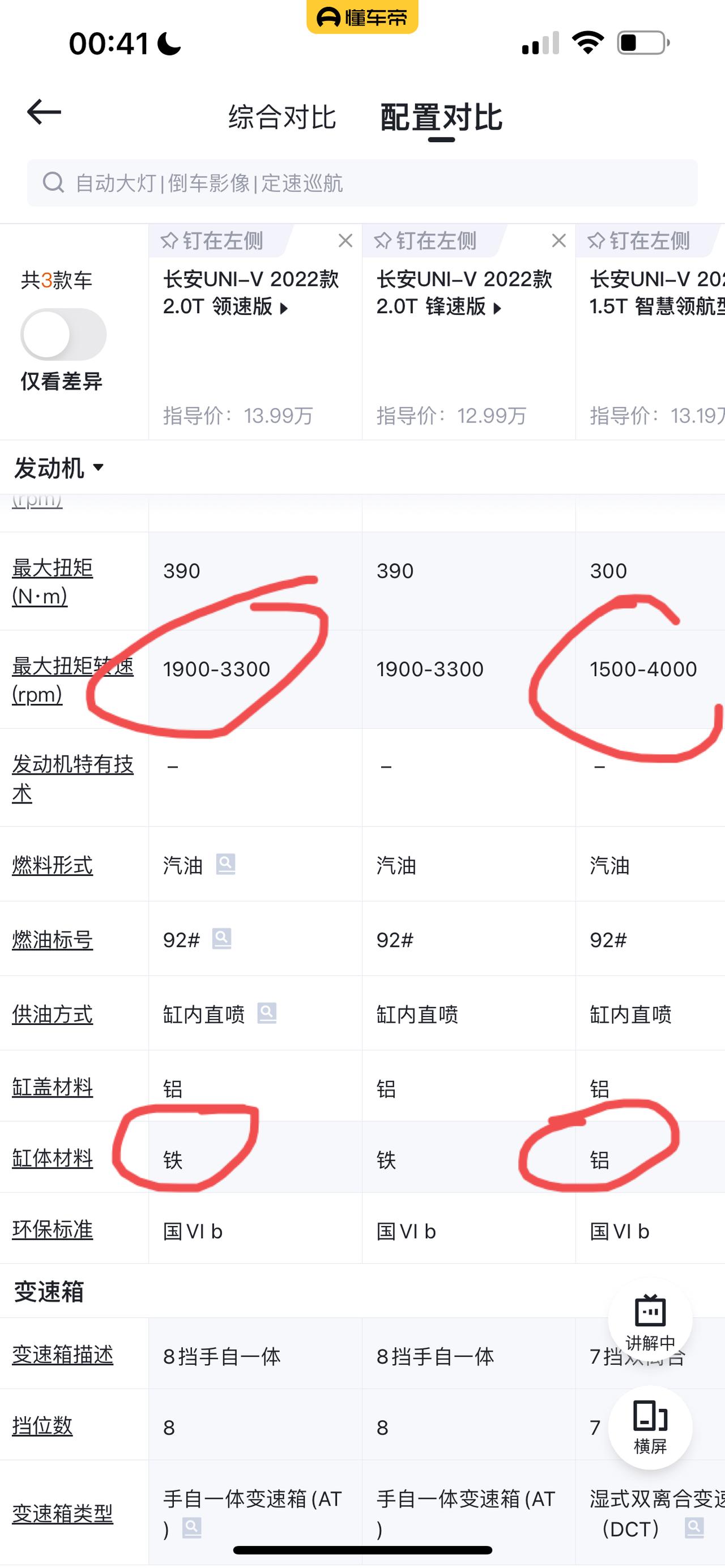 长安UNI-V 本来等2.0但是出来之后一对比，总感觉2.0有点加价减配内味了！1.从扭矩来看油耗高速估计和1.5差不多