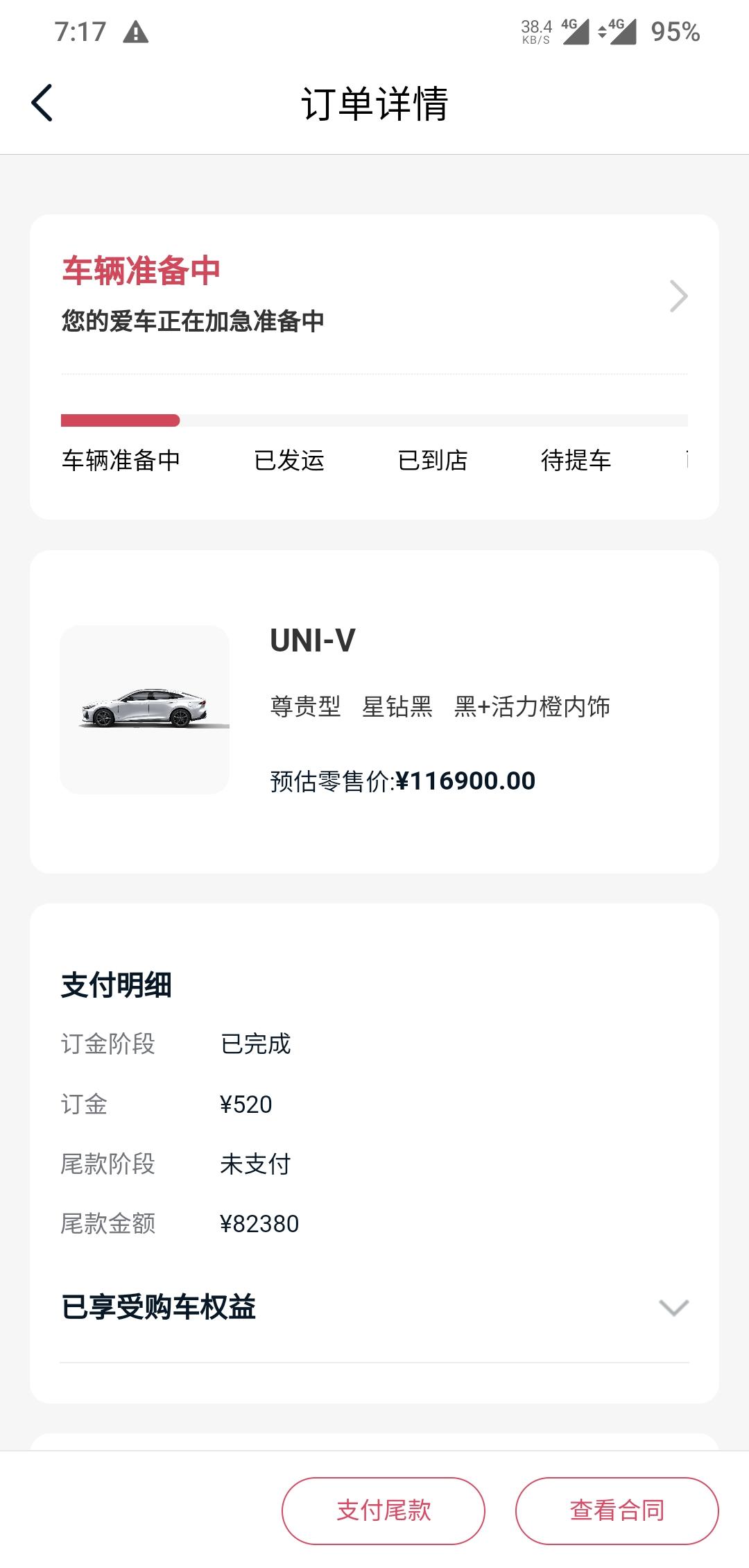 长安UNI-V 大伙买黑色的都等多久提的车呀