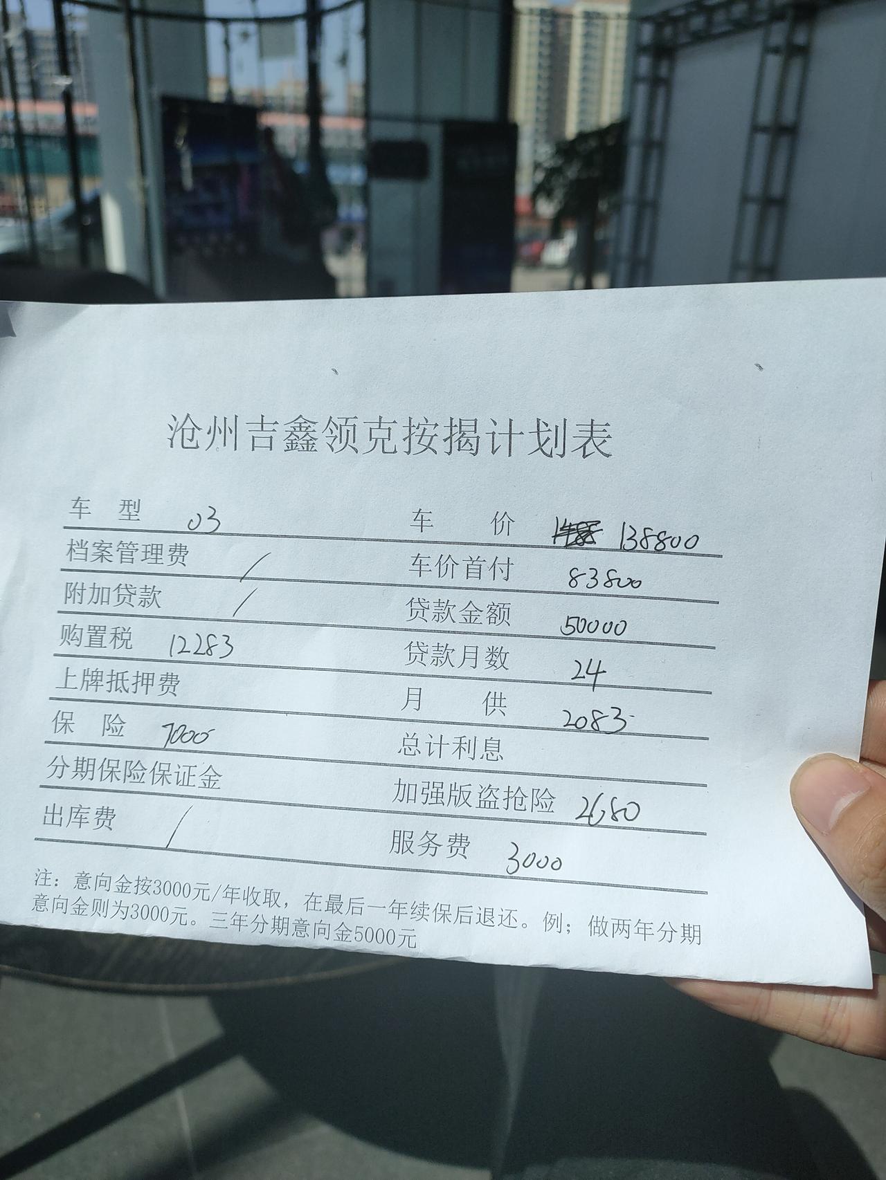 领克03 去试驾的031.5T 劲po r 版  整体很满意   这是销售给报的一个大概价格  还有优惠空间   这个价