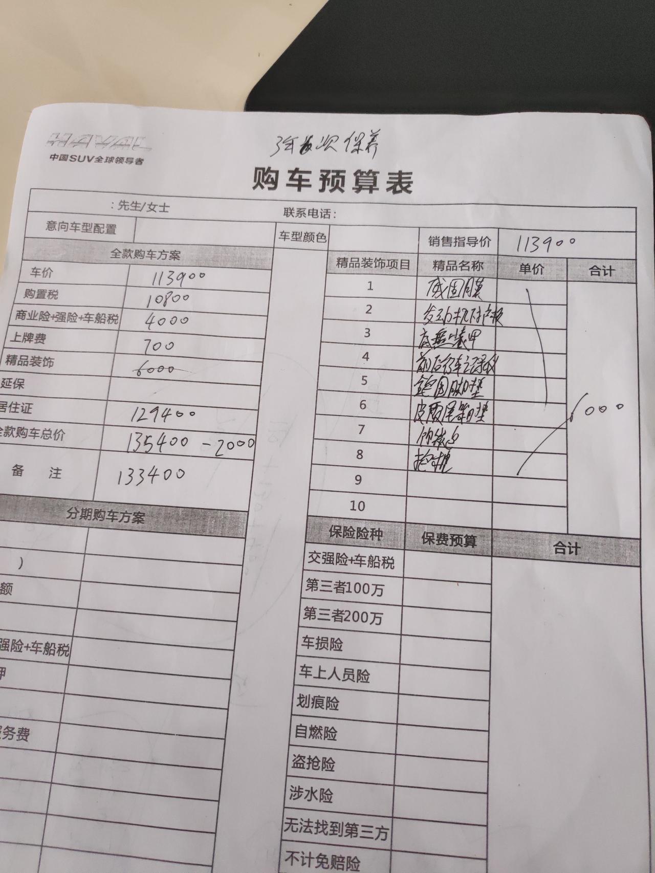 哈弗H6 大家帮我看一下这个价格被坑了吗，还有好多东西有没有必要买，新手不太懂