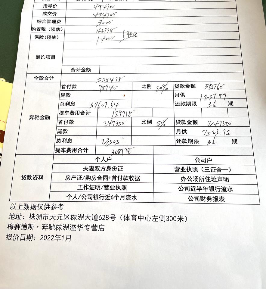 奔驰E级 首付两成 贷款三年落地 593000左右 全款的话550000没有优惠 请问这个价格怎么样