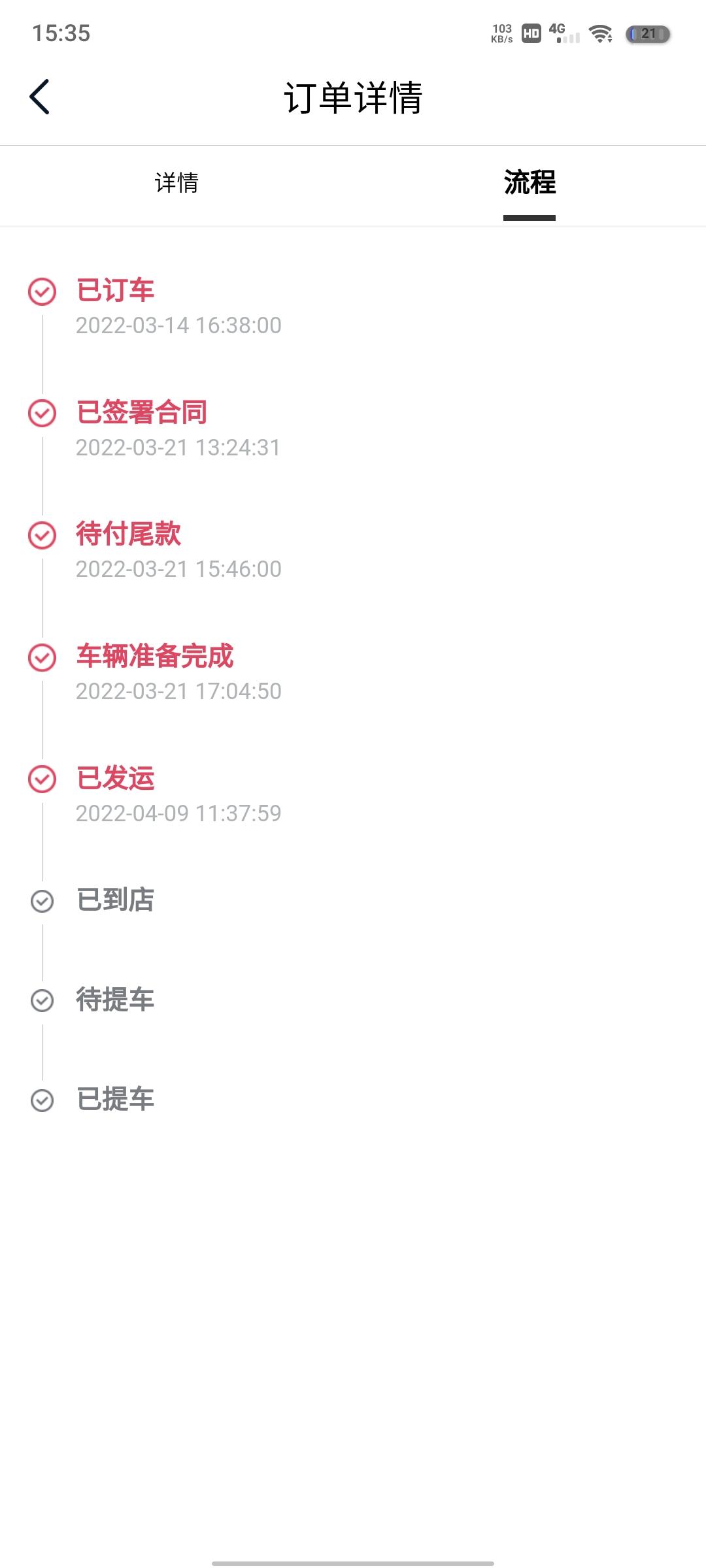 长安UNI-V 为什么我的没有预计到店时间？我见别人发的有。
