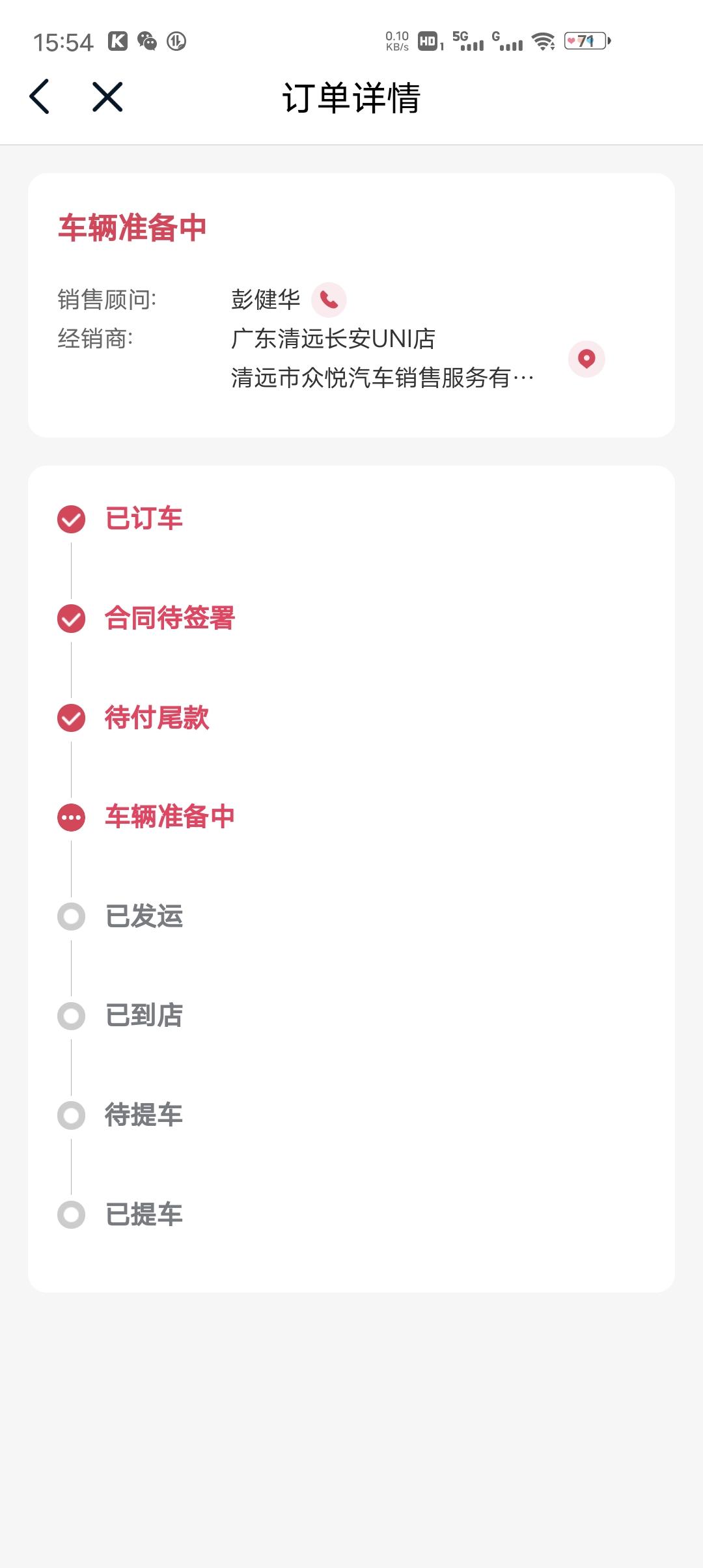 长安UNI-V 车辆准备中这个过程需要多久