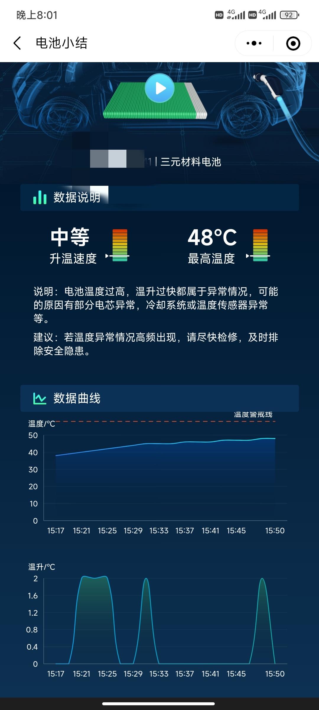 小蚂蚁快充最高温度48度！太可怕了！小桔充电显示最高温度48度！起始温度37度左右！小蚂蚁的温控这么糟糕吗？还是说车辆故