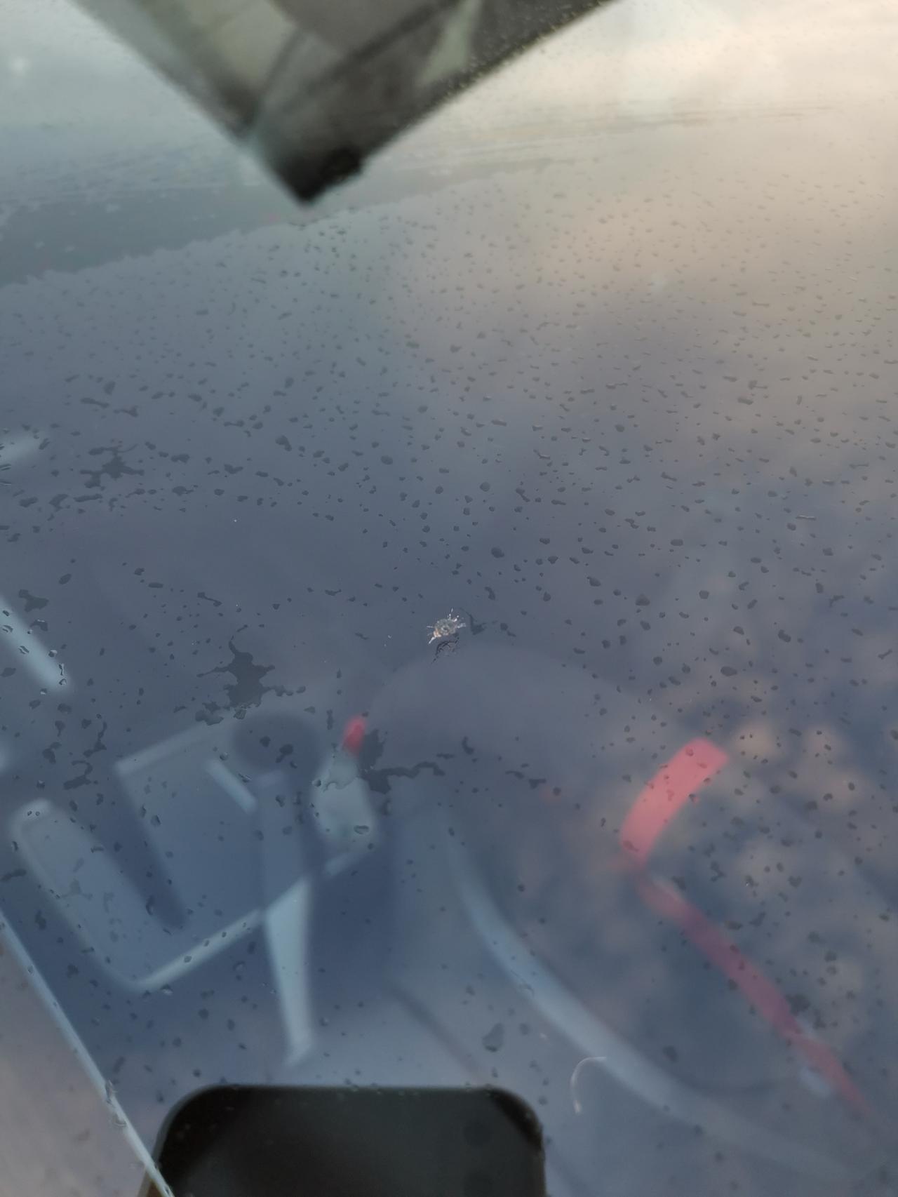 特斯拉Model 3 前挡玻璃被石子蹦了一小坑，请问能修复吗？