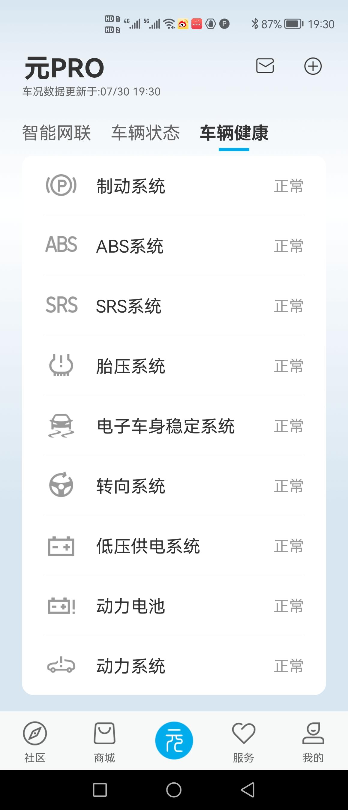 比亚迪元Pro 电池和动力图标有！号正常吗