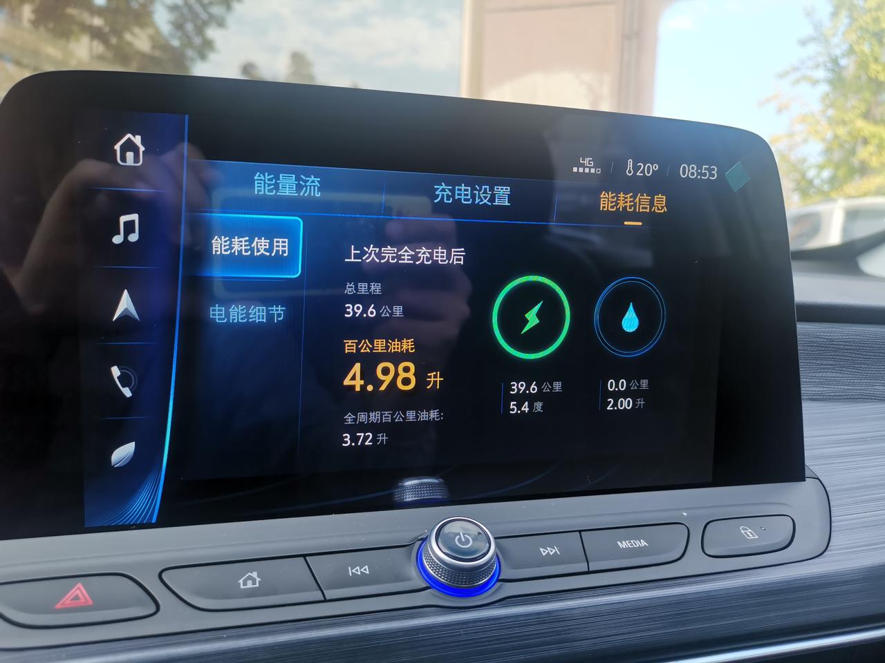 别克微蓝6 PHEV 小白提问一下，这个车油耗咋看，为什么我全周期3.72，上面又是4.98，右边显示又没用过油是纯电在