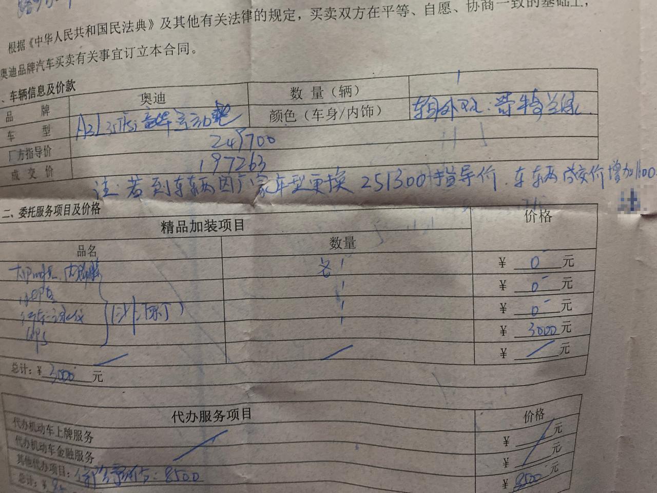 奥迪A3 兄弟们我是不是被4s店 坑了 我前两天去4s店订车没有现车，谈下来顶配三厢193700+3000的gps。交定