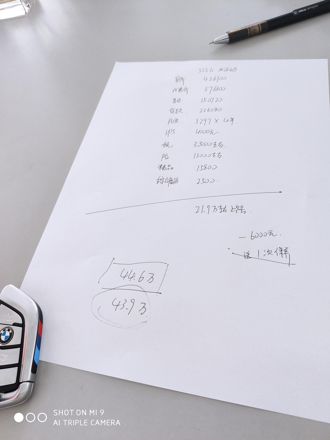 宝马5系 初步确定5系 525li豪华版，2020款，贷款上路43.5.价格合适吗？全款没优惠。530裸车贵4万，上路出