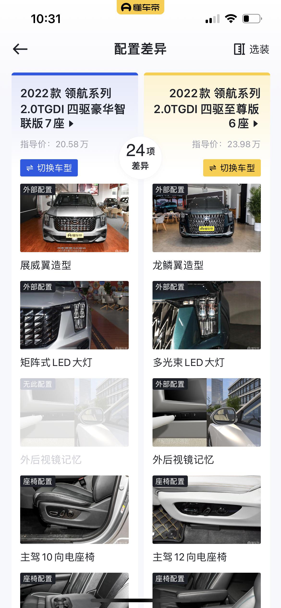 广汽传祺传祺GS8 请教一下广大车友们，燃油四驱顶配的前杠跟混动的是一样的吗？我看图片配置上显示的一样的啊  可我不咋喜