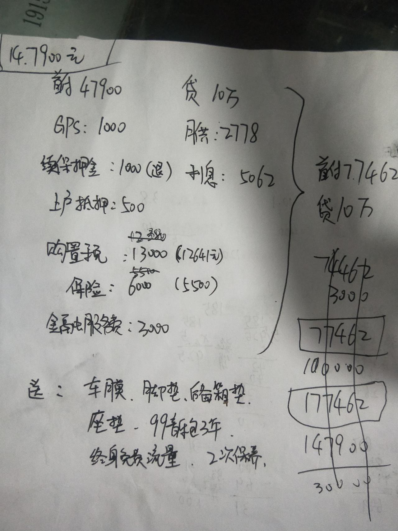长安CS75 PLUS 前几天看的车，2021款2.0顶配，分期，贷10万，前置利息5062，裸车优惠7000，购置税1