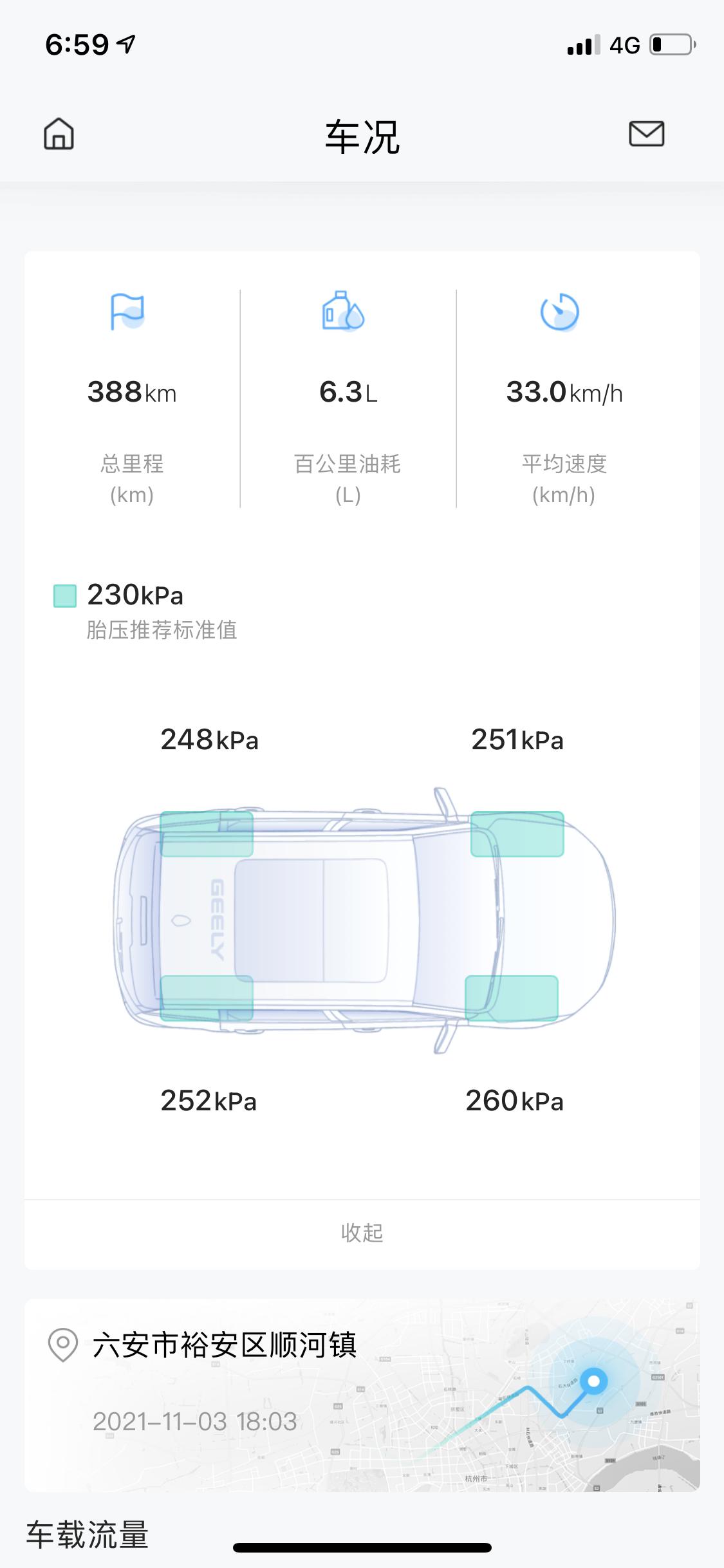 吉利星瑞 老哥们，我的胎压是不是高了啊？跑了大半天山路，是不是需要给轮胎放下气呢？