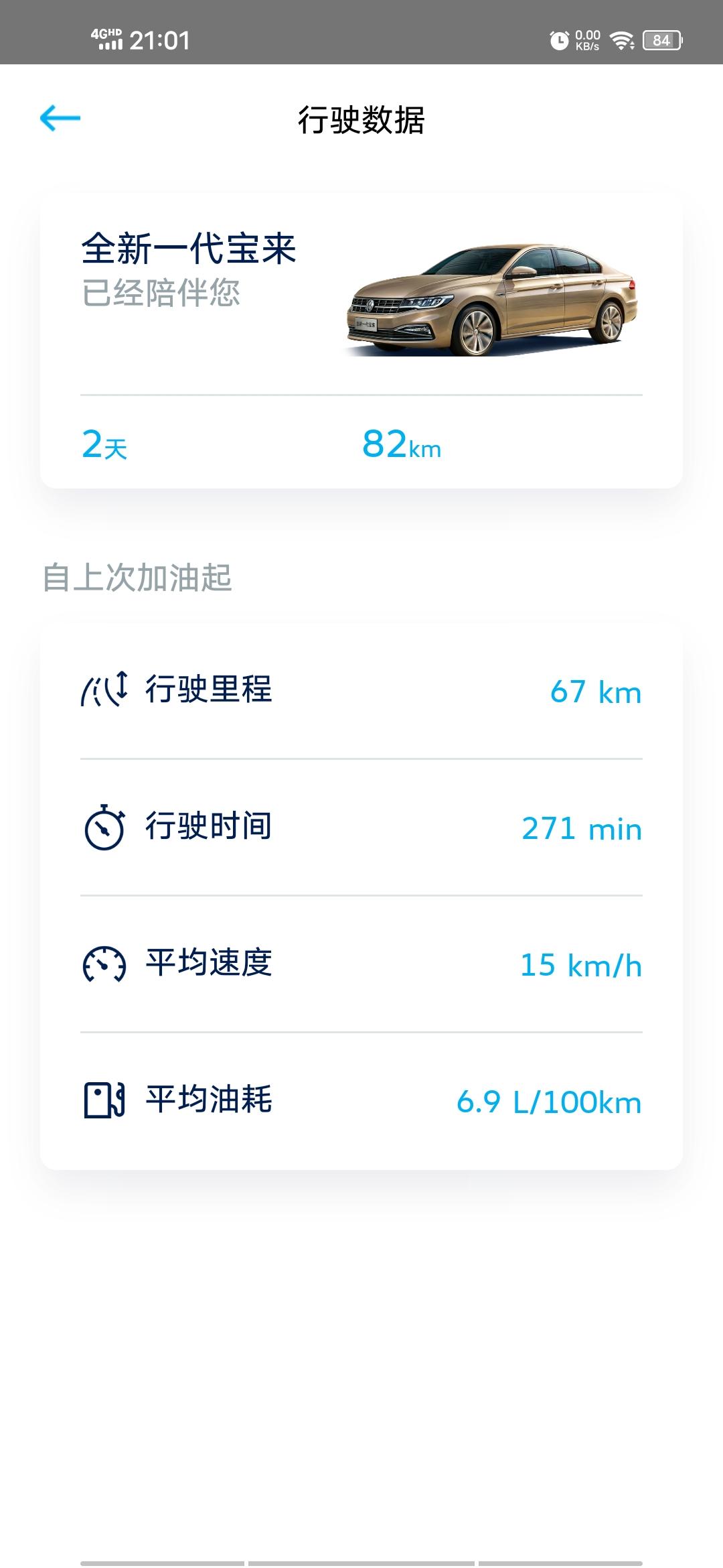 大众宝来 今天11点过提的车，先带着媳妇摇了一圈。吃了午饭后又带着岳母和女儿回了趟媳妇家（岳母帮忙带女儿），全程速度30