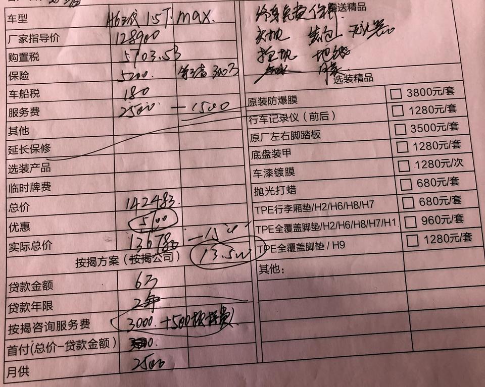 哈弗H6 哈佛h6 1.5Tmax给出13.5的价格 2年分期免息 哪里还可以少