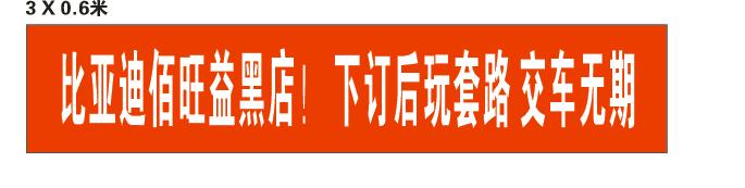 比亚迪元PLUS 海口比亚迪旺佰益是真渣，忽悠客户下了订就开始玩各种套路，合同约定的提车时间也不能提车。已下单维权条幅，