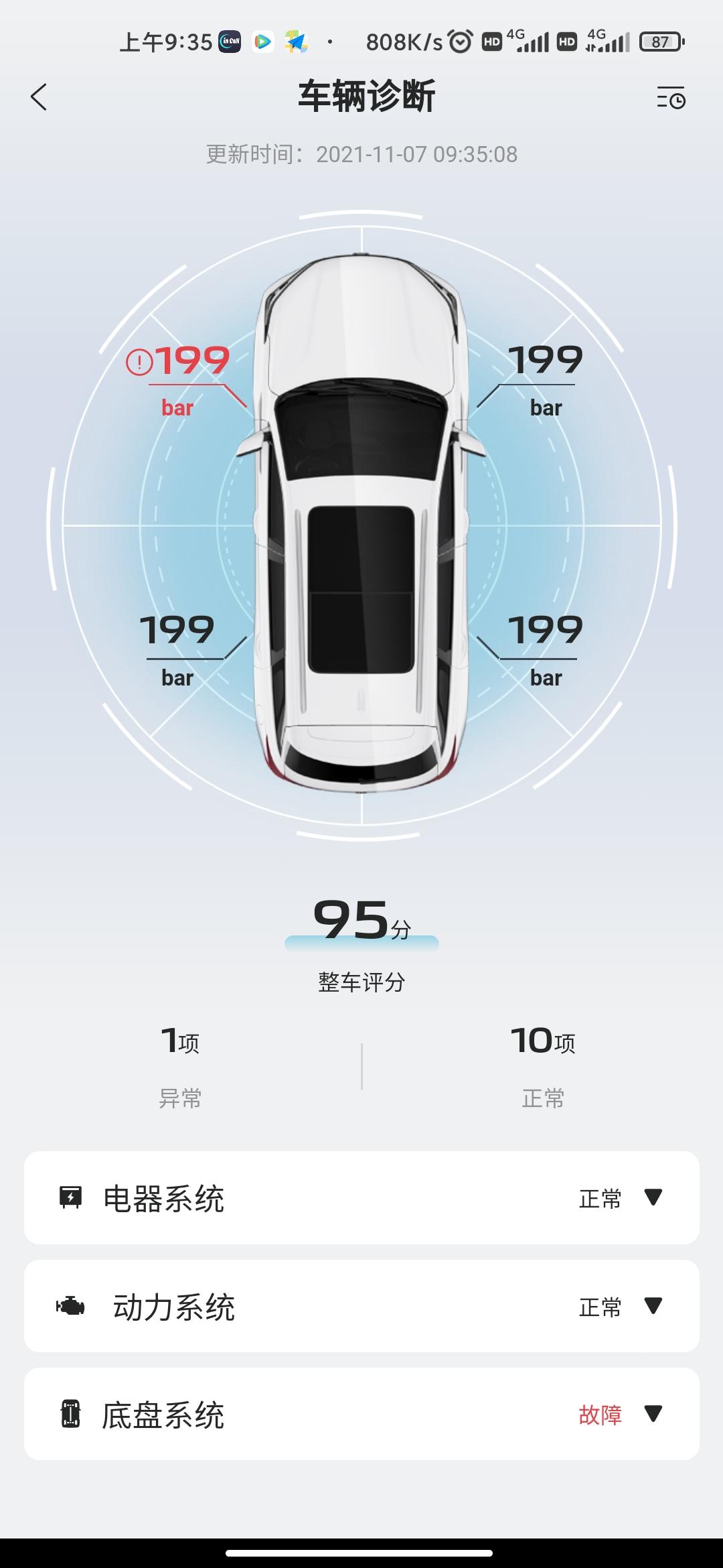 长安CS75 PLUS 四个轮子胎压多是1.9怎么左前轮显示轮胎异常