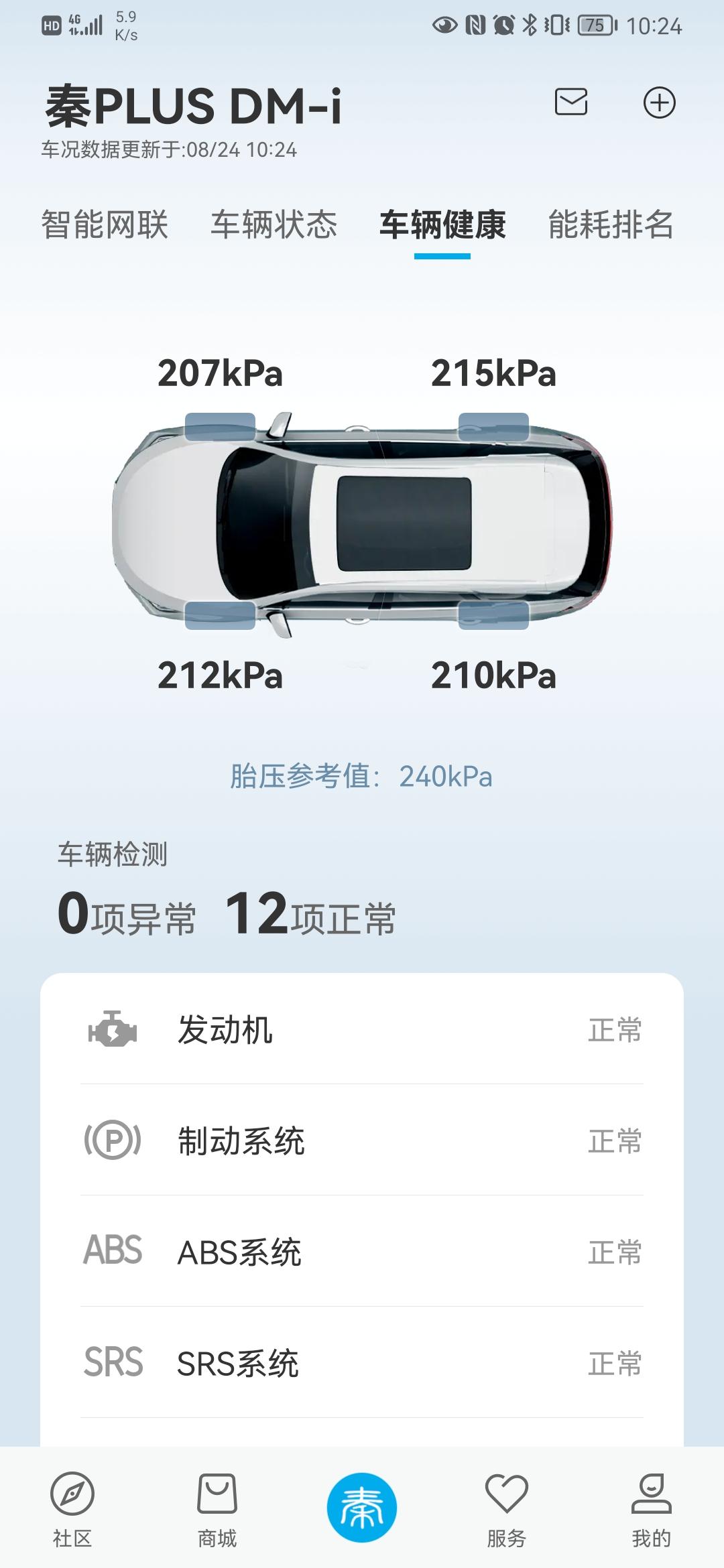 比亚迪秦PLUS DM-i 这个胎压正常吗   要不要补一点