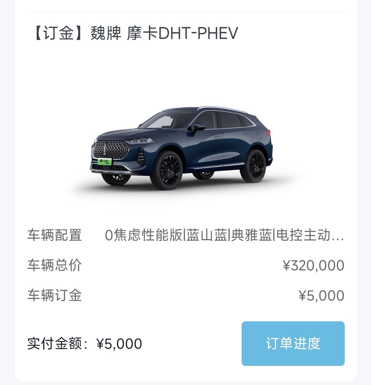 魏牌摩卡DHT-PHEV 众车友，有人订了蓝山蓝配典雅蓝内饰吗？典雅蓝是不是不耐脏，有点拿不准。