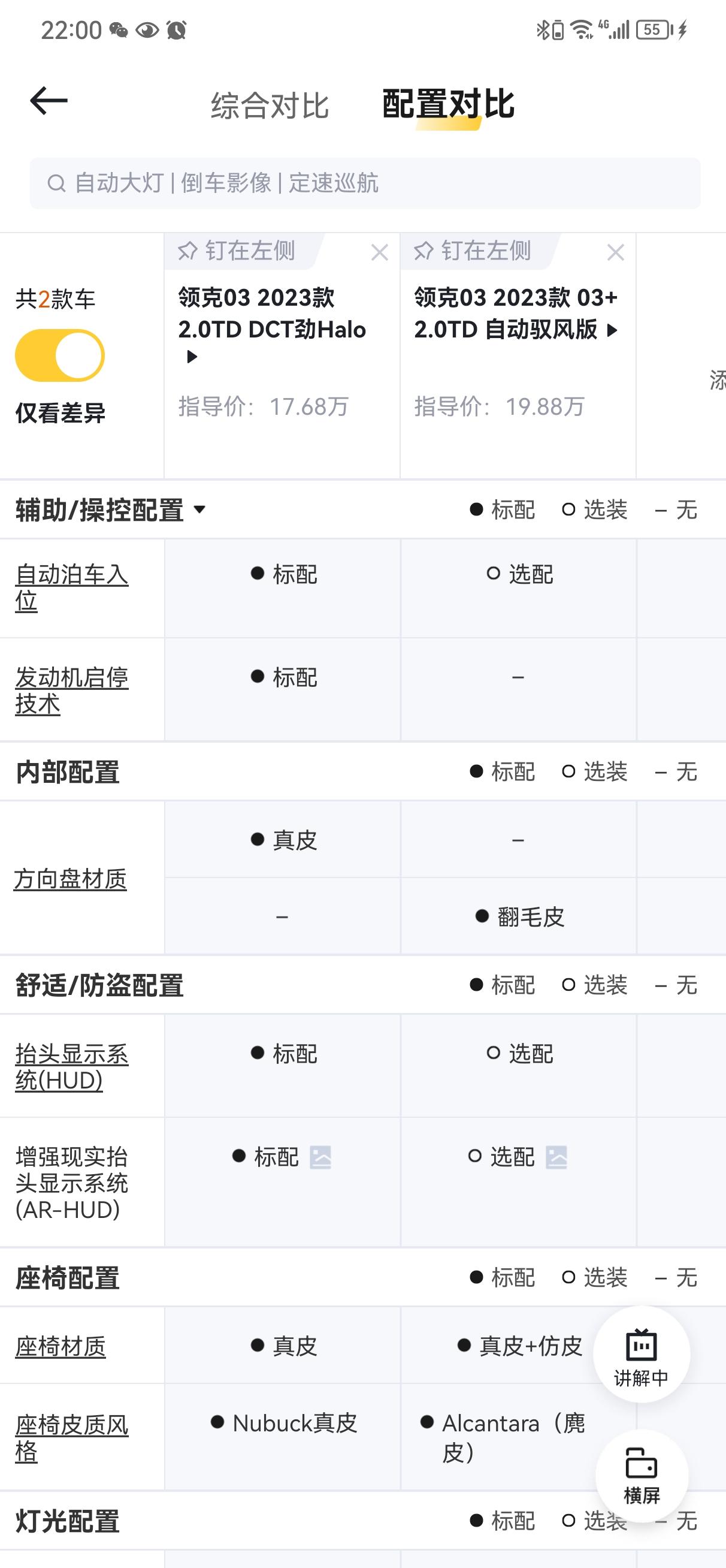 领克03 求教，为什么03+有的配置反而不如2.0halo版本啊？就因为四驱8at？