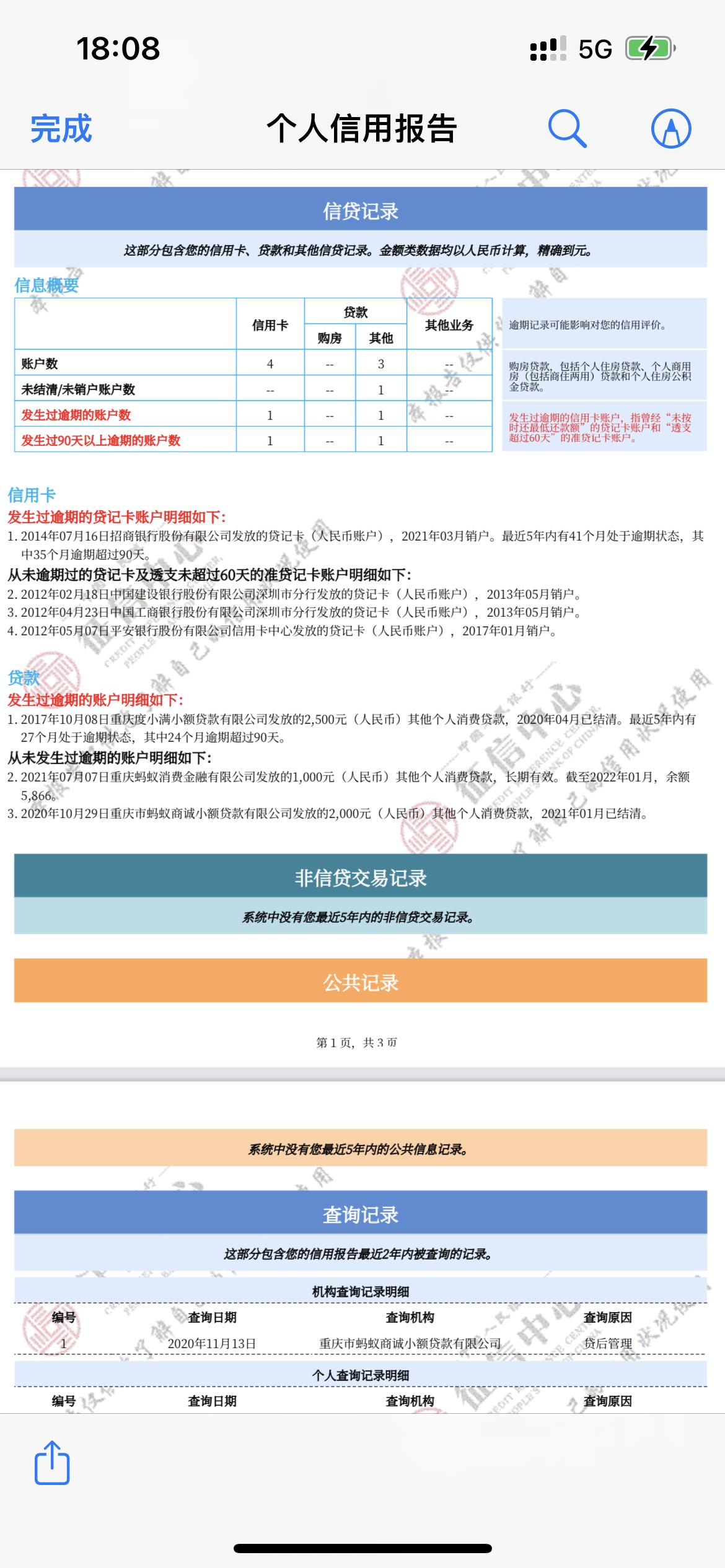 别克威朗 分期买车的朋友看下这个征信能不能买