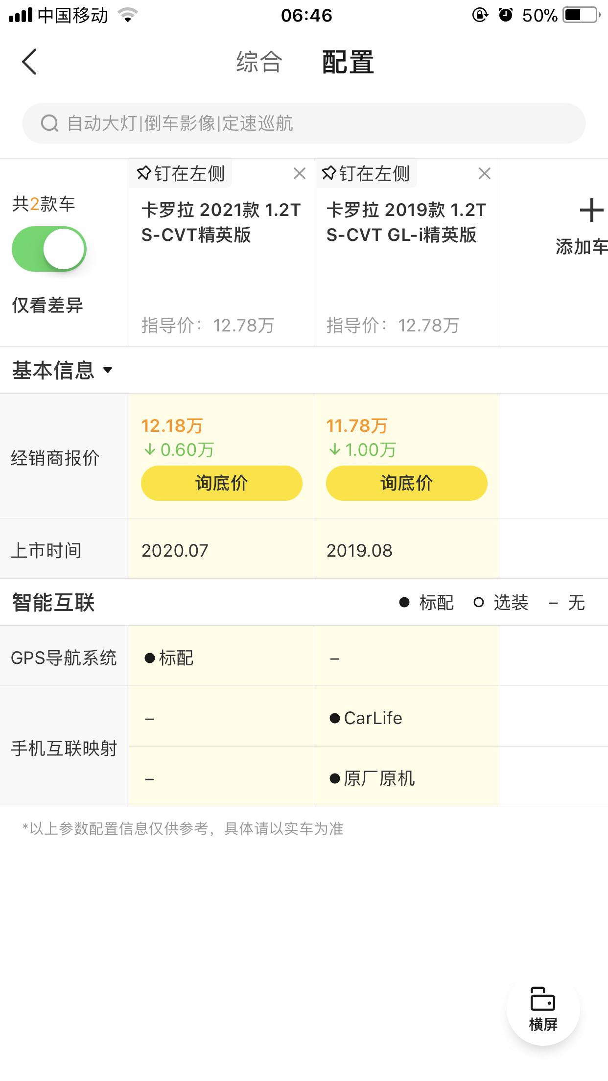 19款  跟21款卡罗拉 区别在那里 家用极少高速   请问那款好？