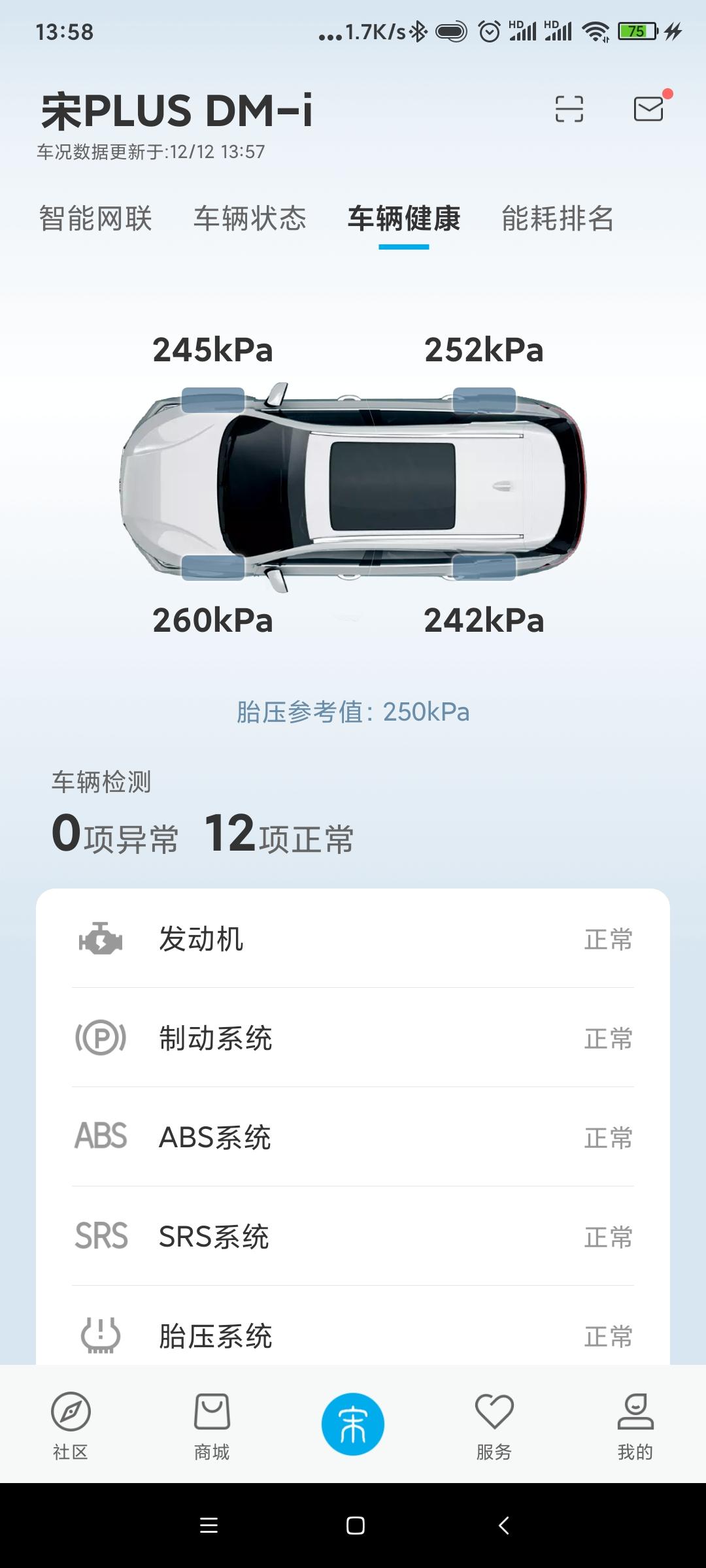 比亚迪宋PLUS DM-i 这个胎压正不正常啊，右前轮有点高