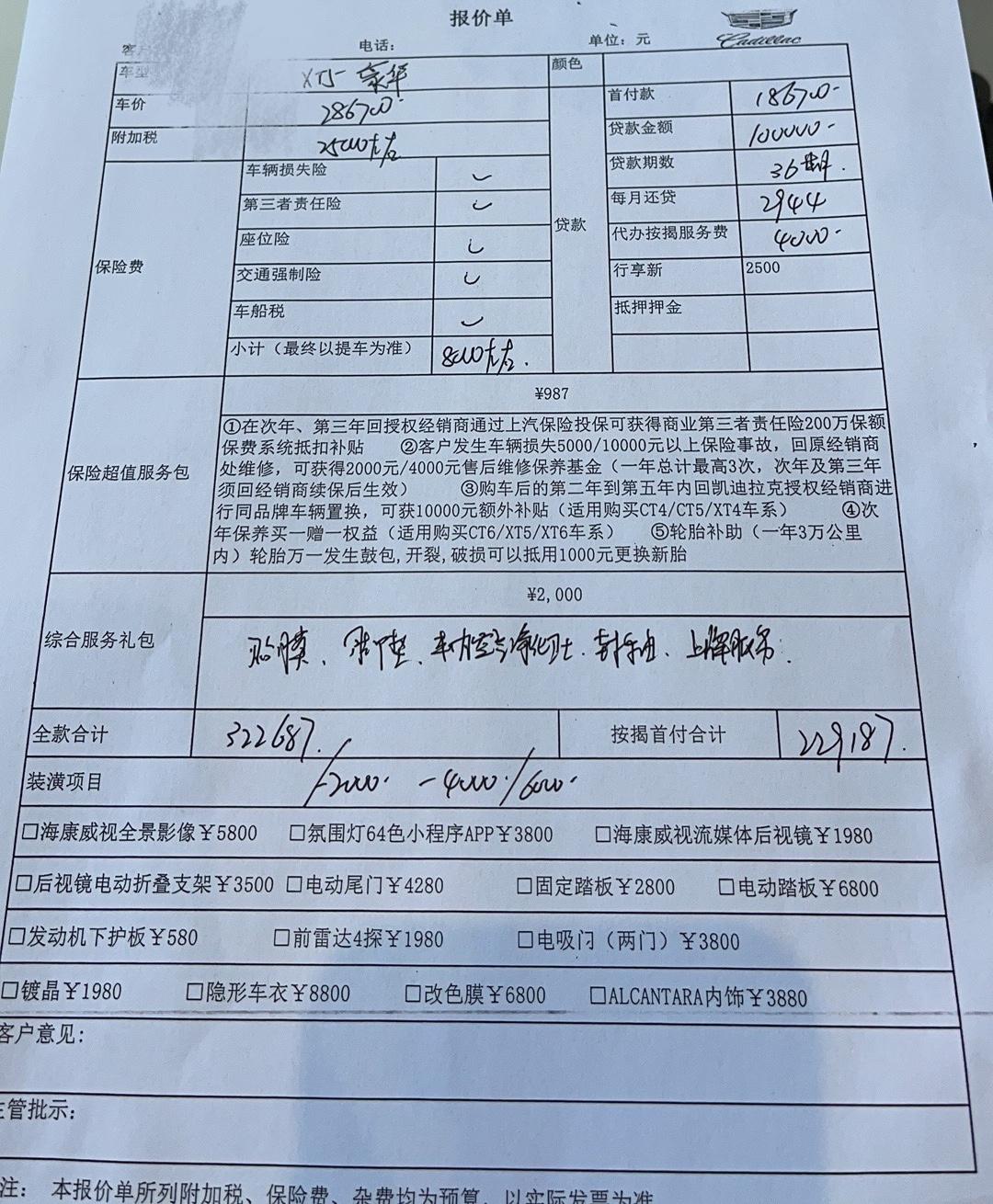 凯迪拉克XT5 坐标杭州，价格该怎么砍啊兄弟们，对比了两家4s店的价格其实落地价格差不多，补贴后31.8左右，我的意向是