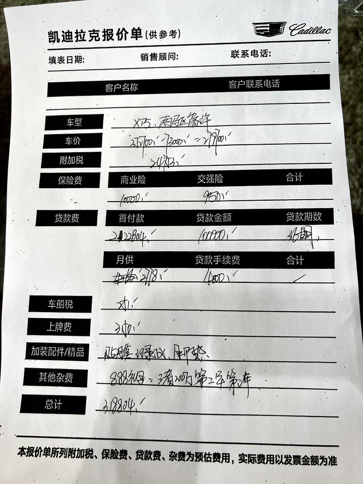 凯迪拉克XT5 请问二豪这个报价是不是高了，从这价开始谈感觉会很累，坐标天津