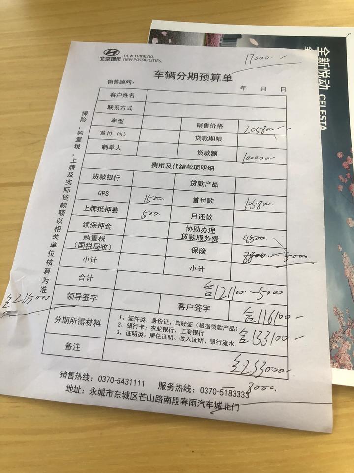 索纳塔2.0旗舰 今天去问的免息贷款10w 首付10w加购置税保险啥的落地13w3千  这总共加起来好像贵了老哥们帮忙给