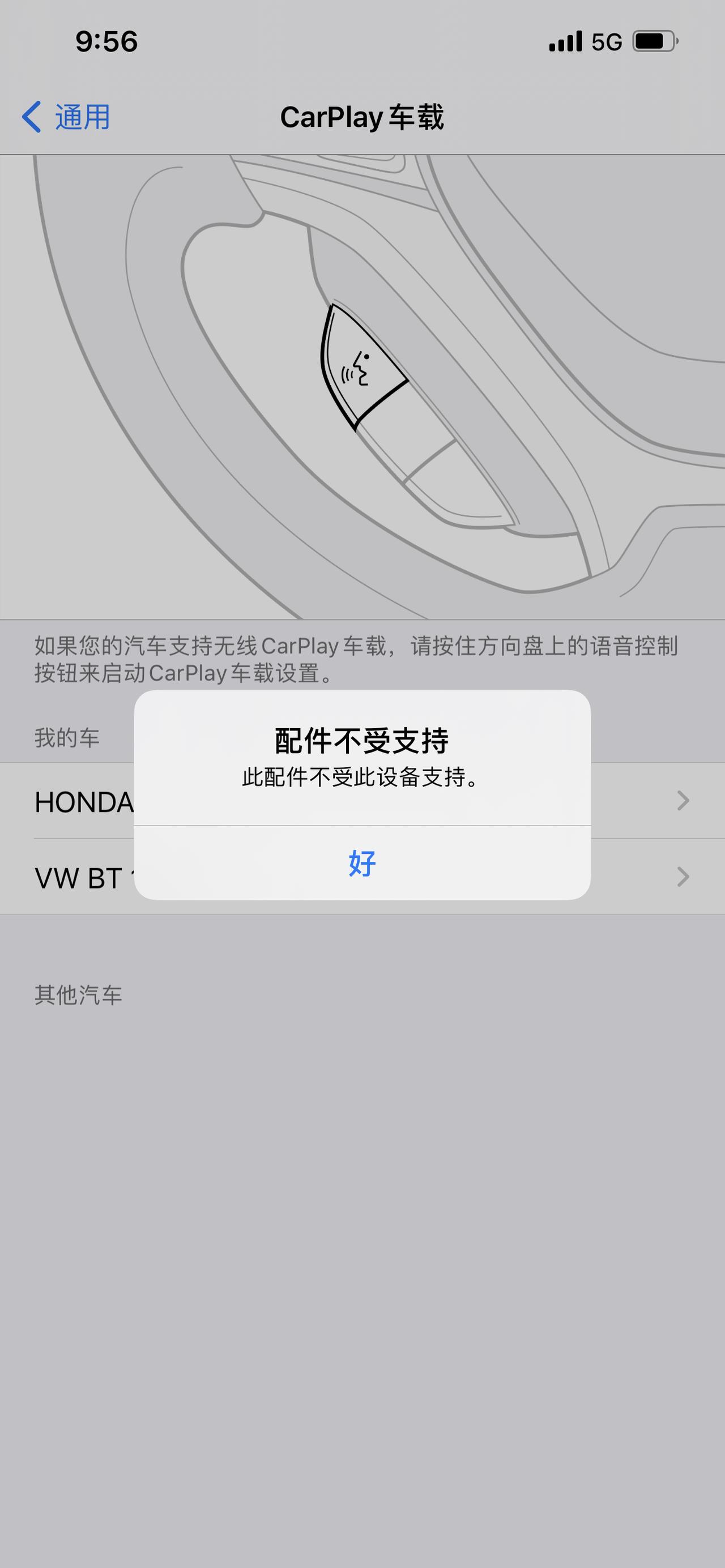 我是22款帕萨特330豪华的今天白天的时候连接车载CarPlay时候还好好的，当时也是用数据线再给手机充电，一到晚上显示