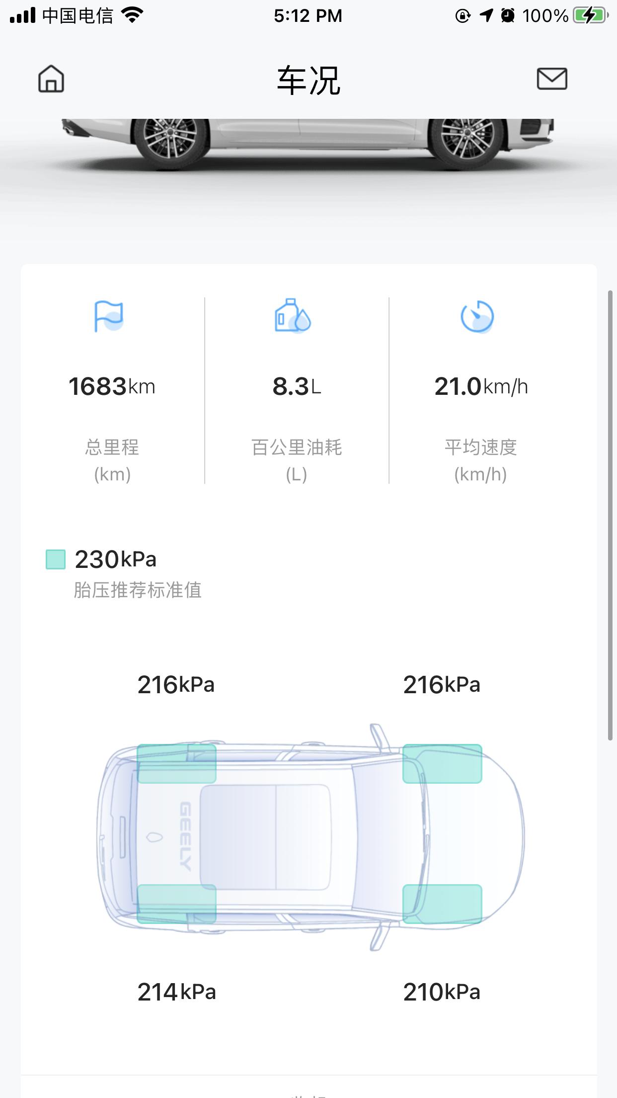吉利星瑞 冷车胎压，是不是有点低了，坐标北方零度左右气温