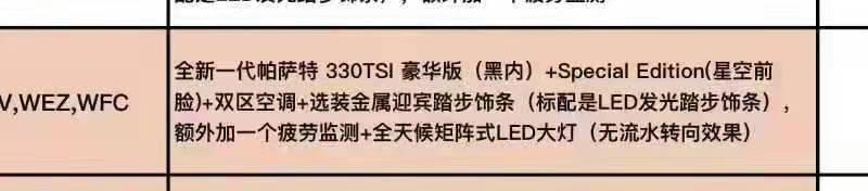 大众帕萨特 这个全天候巨阵式LED大灯是减配过的吗。那个销售说没有那个IQ的字母，我怕他这个是减配过的。问一下圈里的兄弟