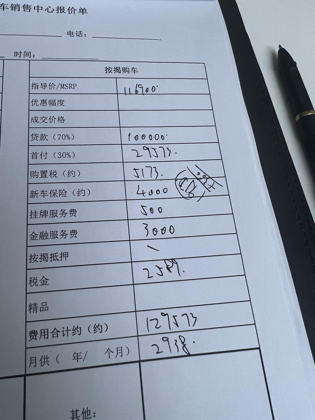 长安UNI-V 四儿子店给的报价！有没有大哥帮我看看金融服务费会不会多了，还有那个税金是什么意思