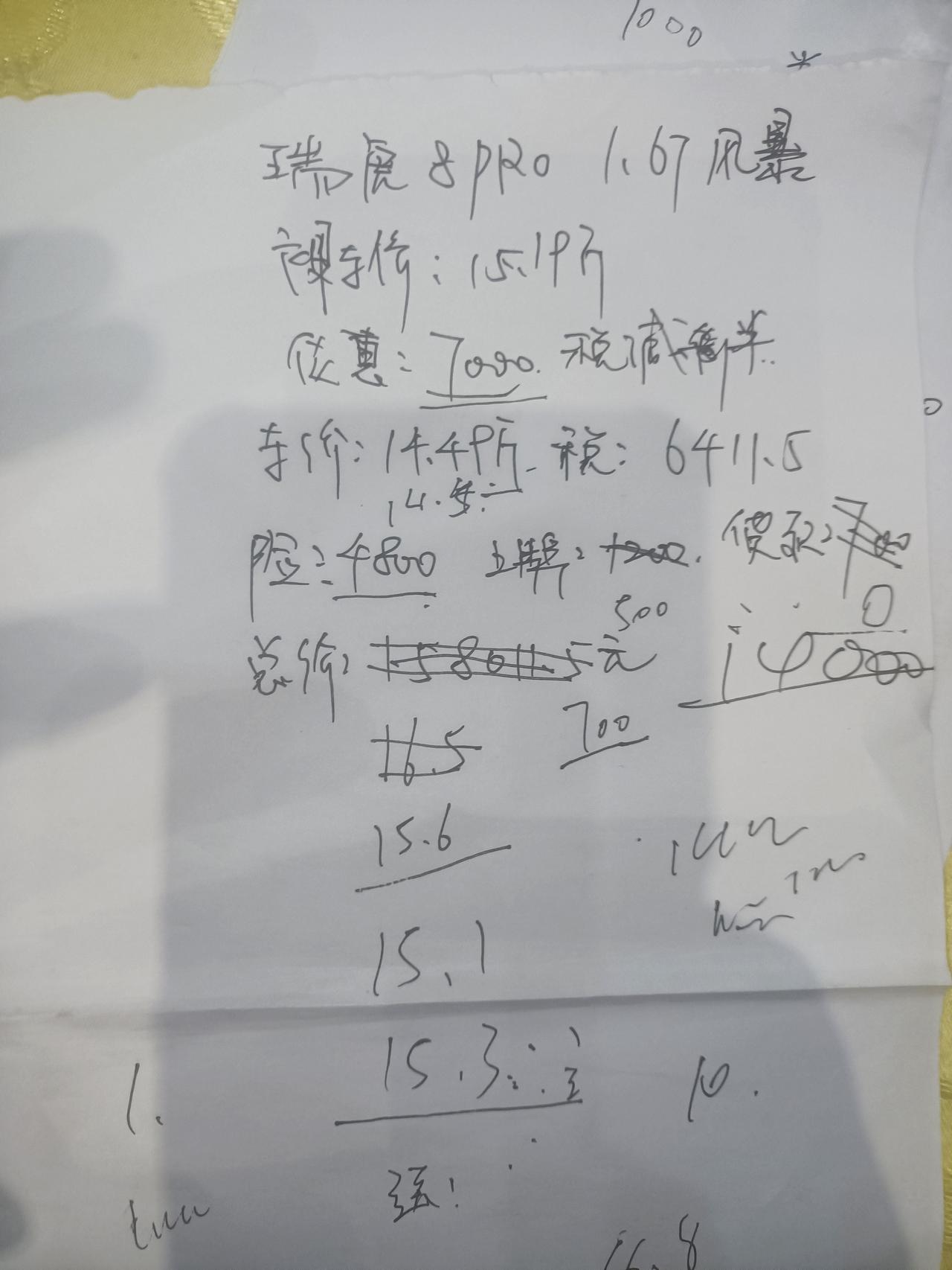 奇瑞瑞虎8 PRO 苏州1.6风暴给的报价，有没有车主出来聊聊落地花了多少，这边说要15.6