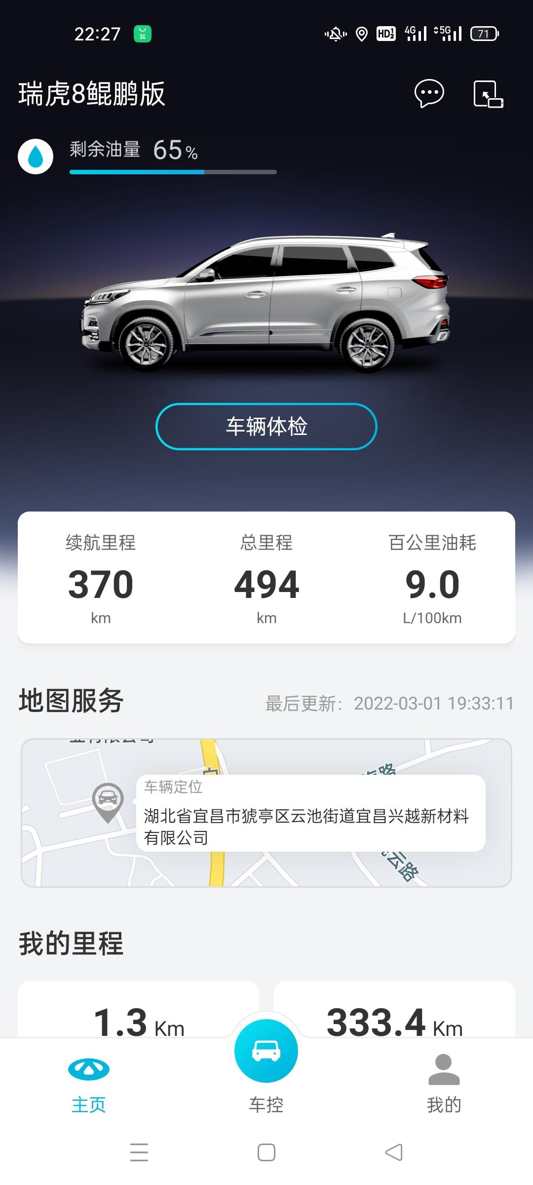 奇瑞瑞虎8 22号提的车，在4S店销售加了三烧水壶的油大概在一百四五十左右，后来我又加了一个三百和一个一百六十五，我是真