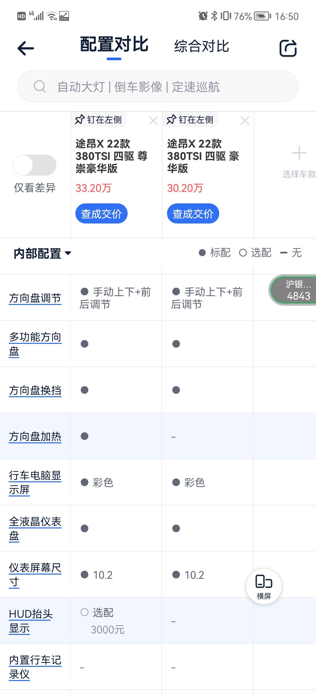 大众途昂X 22款的方向盘换挡在那里？看配置上有，今天去店里硬是没找到
