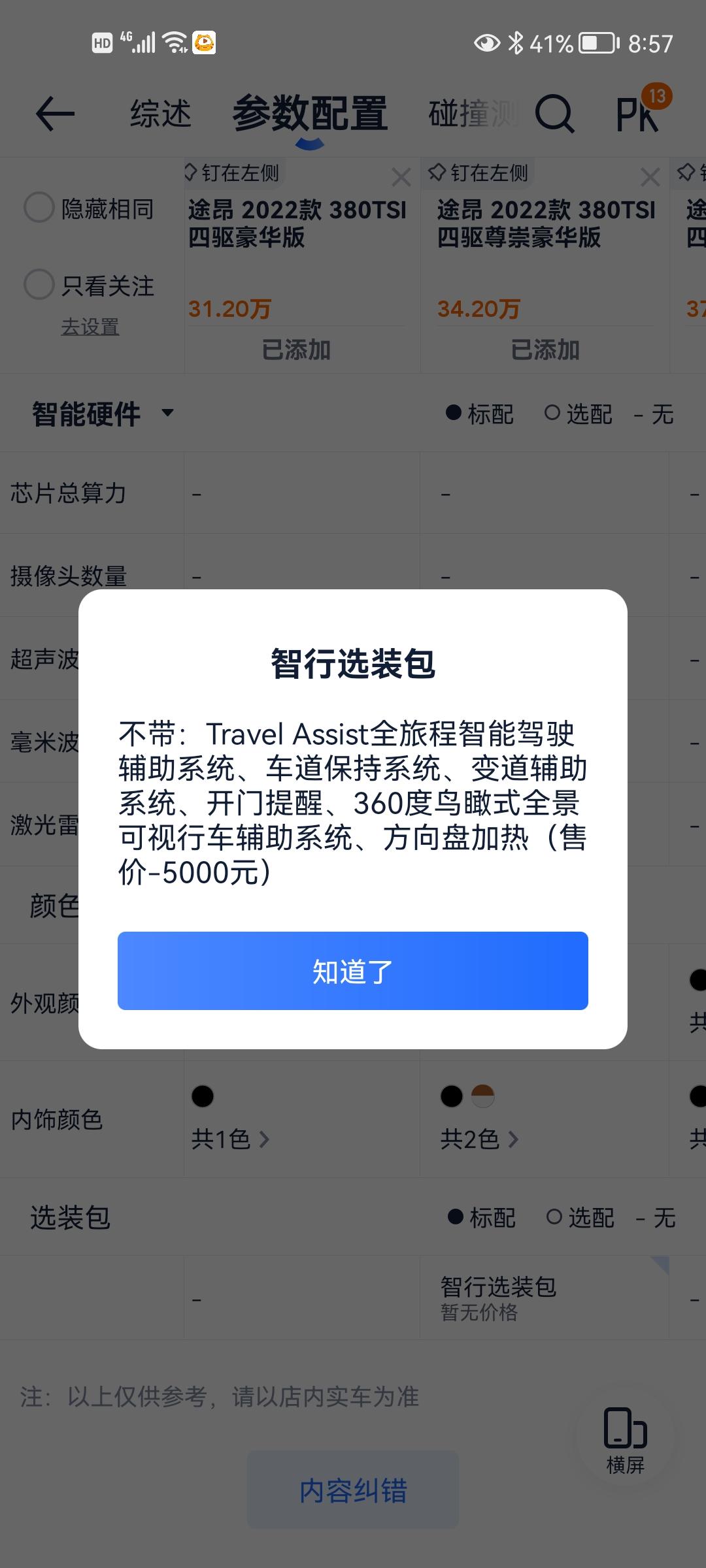 大众途昂 今天定的22款尊崇豪华，35.5两年免息，没撒送的东西，正在等车中，4S说没360那些增配少5000，我没同意